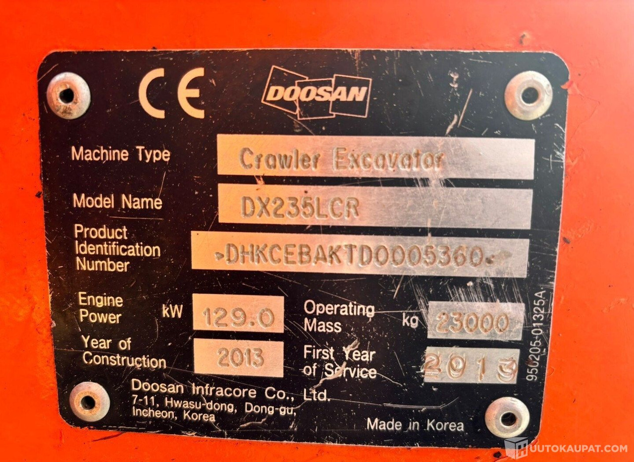 Doosan dx235 lcr, 2013, Diesel, 12 200 h Kaivinkone, Lempäälä - Ερπυστριοφόρος εκσκαφέας: φωτογραφία 5 Doosan dx235 lcr, 2013, Diesel, 12 200 h Kaivinkone, Lempäälä - Ερπυστριοφόρος εκσκαφέας: φωτογραφία 5