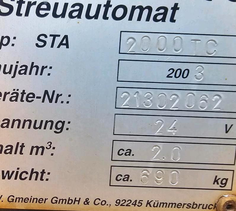 Gmeiner STA 2000TC Salzstreuer 2m3 Streuautomat Salzsilo Winterdienst Unimog 405 U300 400 500 423 427 430 318 Multicar tremo - Αλατιέρα: φωτογραφία 4 Gmeiner STA 2000TC Salzstreuer 2m3 Streuautomat Salzsilo Winterdienst Unimog 405 U300 400 500 423 427 430 318 Multicar tremo - Αλατιέρα: φωτογραφία 4