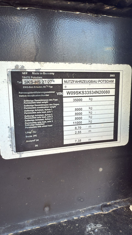 Επικαθήμενο ανατρεπόμενο NPF-POTSDAM SKS 27 Tipper Semi-trailer: φωτογραφία 7