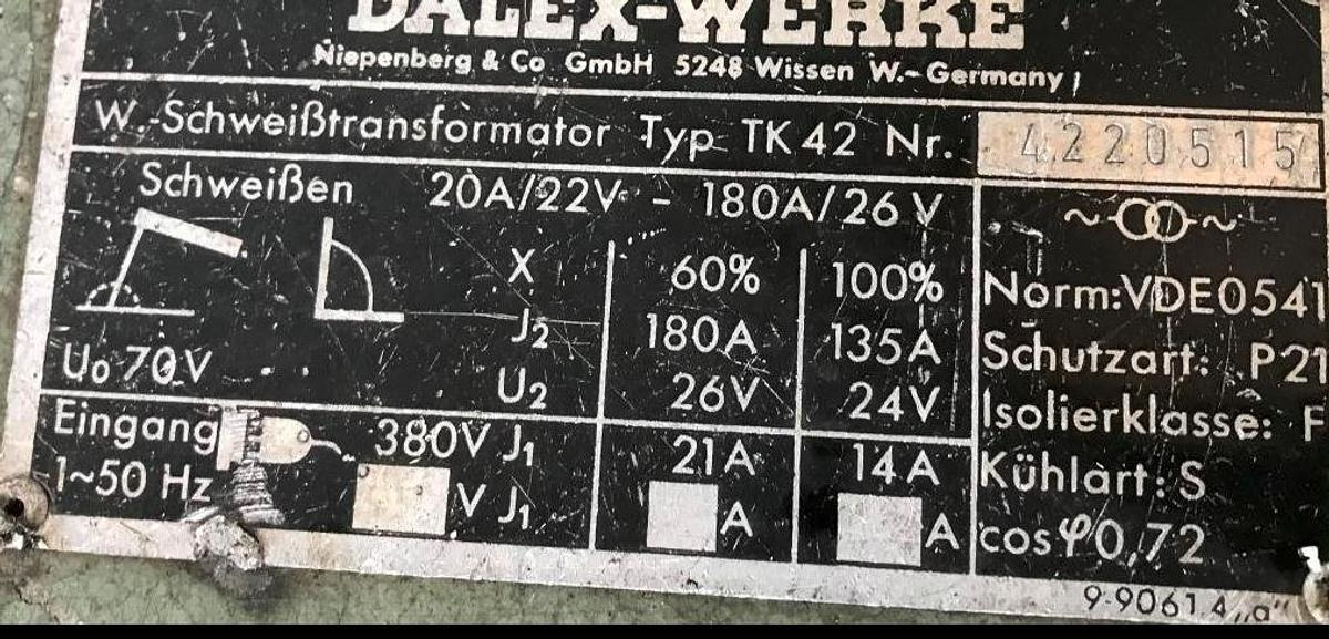 Schweißtransformator DALEX - Ηλεκτροσυγκολλήσεις: φωτογραφία 2 Schweißtransformator DALEX - Ηλεκτροσυγκολλήσεις: φωτογραφία 2