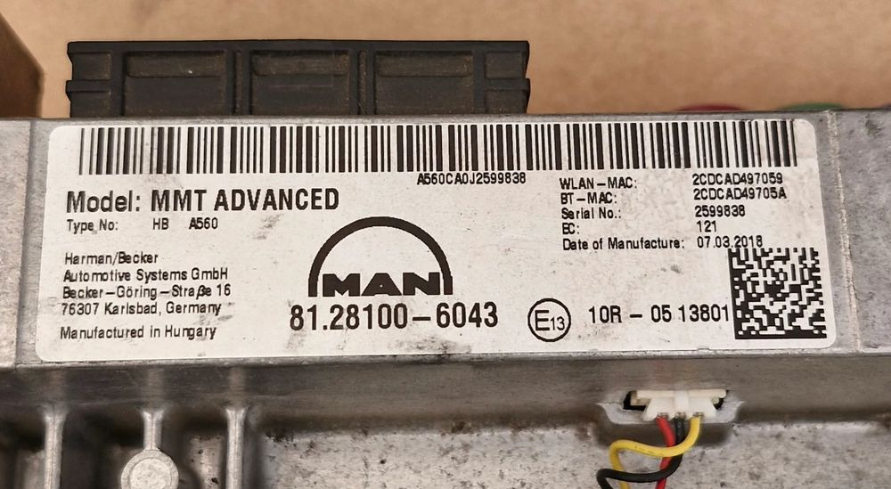 MAN TGX TGS RADIO NAWIGACJA 81.28100-6037 81.28100-6043 - Καμπίνα και εσωτερικό: φωτογραφία 2 MAN TGX TGS RADIO NAWIGACJA 81.28100-6037 81.28100-6043 - Καμπίνα και εσωτερικό: φωτογραφία 2