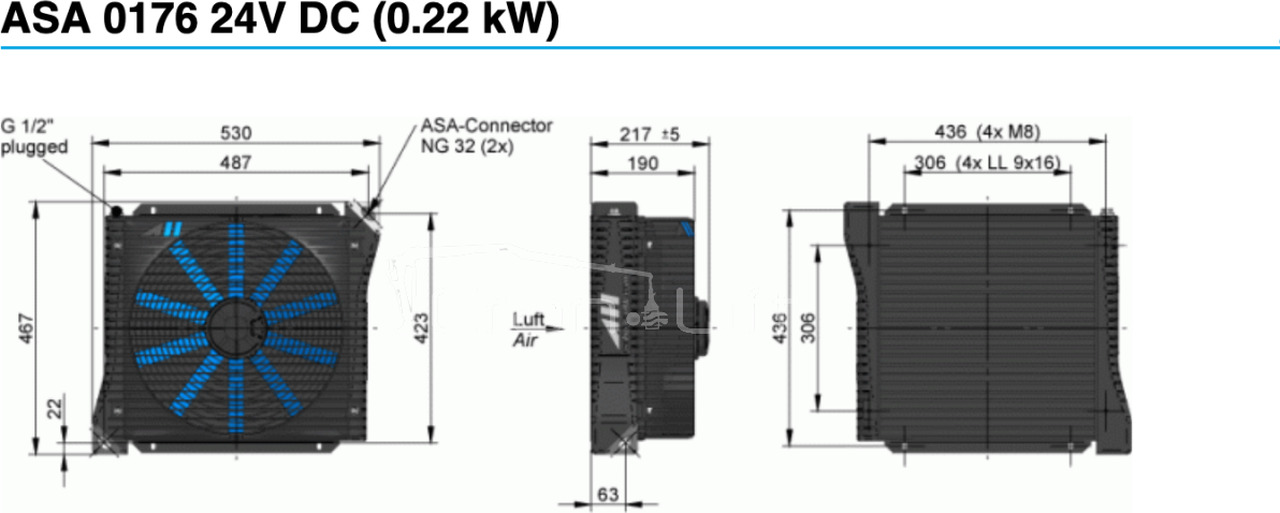 Chłodnica oleju hydraulicznego ASA 0176 / 24V / 250L ASA0176AD02 - Ψυγείο λαδιού για Γερανός παπαγάλος: φωτογραφία 2 Chłodnica oleju hydraulicznego ASA 0176 / 24V / 250L ASA0176AD02 - Ψυγείο λαδιού για Γερανός παπαγάλος: φωτογραφία 2