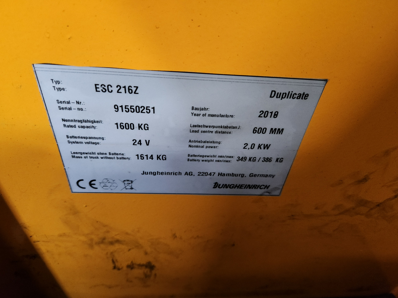 JUNGHEINRICH ESC 216z - Ανυψωτικό στενών δρόμων: φωτογραφία 2 JUNGHEINRICH ESC 216z - Ανυψωτικό στενών δρόμων: φωτογραφία 2