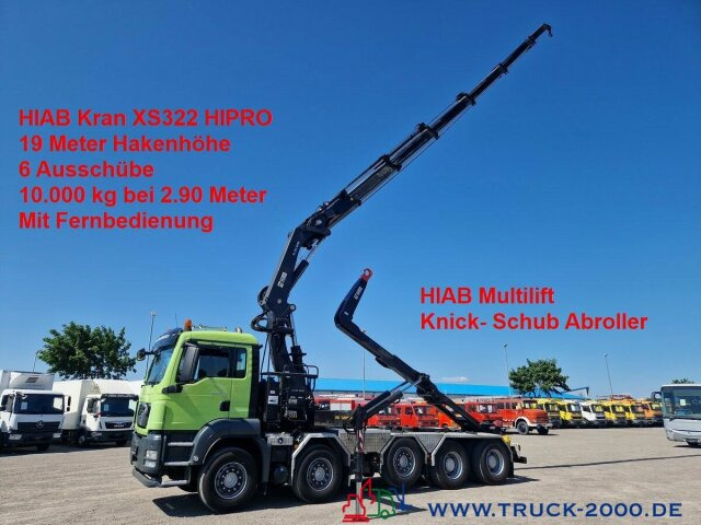 MAN 41.480 10x4 Kran Hiab XS322-19m Höhe-10T/2.9m - Φορτηγό φόρτωσης γάντζου, Φορτηγό με γερανό: φωτογραφία 1 MAN 41.480 10x4 Kran Hiab XS322-19m Höhe-10T/2.9m - Φορτηγό φόρτωσης γάντζου, Φορτηγό με γερανό: φωτογραφία 1