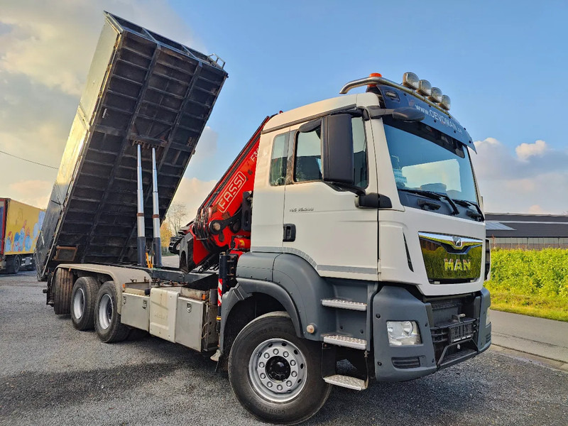 Φορτηγό ανατρεπόμενο, Φορτηγό με γερανό MAN TGS 35.500 Tridem 8x4 Euro6 Kipper Kraan Fassi F365: φωτογραφία 13