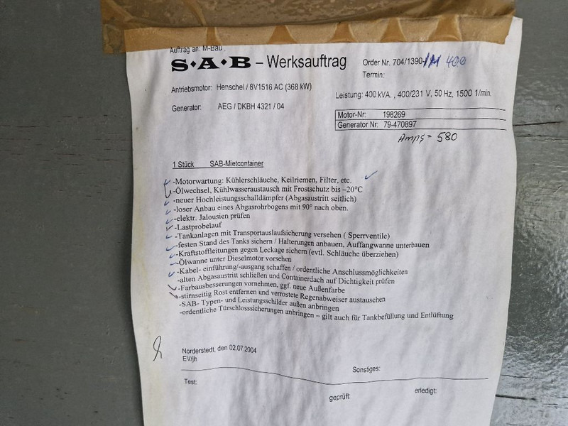 Βιομηχανική γεννήτρια Hanomag HENSCHEL 8V1516AC: φωτογραφία 12 Βιομηχανική γεννήτρια Hanomag HENSCHEL 8V1516AC: φωτογραφία 12