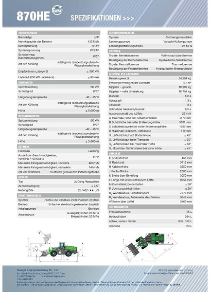 LIUGONG 870 HE vollelektrisch, 24.2 t, 4.7-5.2 cbm - Ελαστιχοφόρος φορτωτής: φωτογραφία 2 LIUGONG 870 HE vollelektrisch, 24.2 t, 4.7-5.2 cbm - Ελαστιχοφόρος φορτωτής: φωτογραφία 2