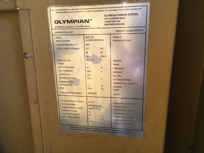 Caterpillar OLYMPIAN GEP110 GENERATOR 110KVA USED - Βιομηχανική γεννήτρια: φωτογραφία 4 Caterpillar OLYMPIAN GEP110 GENERATOR 110KVA USED - Βιομηχανική γεννήτρια: φωτογραφία 4