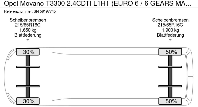 Μικρό βαν Opel Movano T3300 2.4CDTI L1H1 (EURO 6 / 6 GEARS MANUAL GEARBOX / AIRCONDITIONING / APPLE CARPLAY / REAR VIEW CAMERA / ETC): φωτογραφία 19