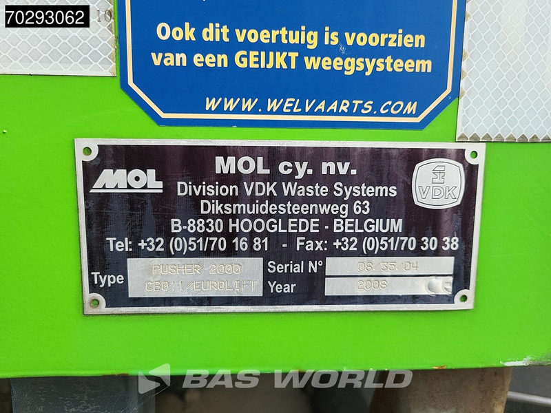 Απορριμματοφόρο DAF CF75.250 6X2 NL-Truck Mol Pusher 2000 CB011/Eurolift Steering-Axle Euro 5: φωτογραφία 10