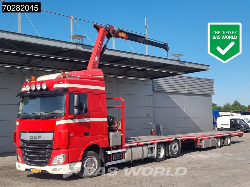 DAF XF 440 6X2 NL-Truck Transporter HMF 900-K2 Kran Winch Lift-Lenkachse Euro 6 - Φορτηγό με ανοιχτή καρότσα, Φορτηγό με γερανό: φωτογραφία 1 DAF XF 440 6X2 NL-Truck Transporter HMF 900-K2 Kran Winch Lift-Lenkachse Euro 6 - Φορτηγό με ανοιχτή καρότσα, Φορτηγό με γερανό: φωτογραφία 1