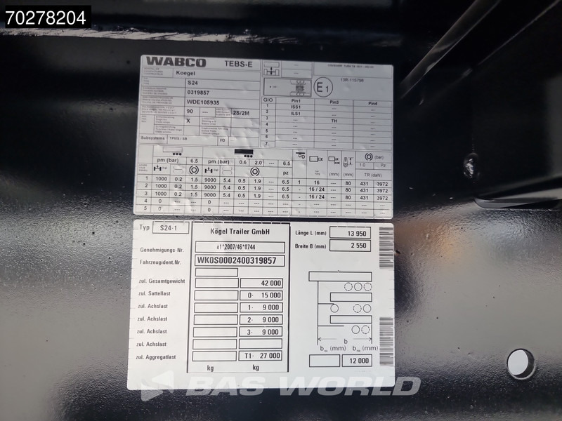 Νέα Επικαθήμενο πλατφόρμα/ Καρότσα Kögel S24-1 Liftachse: φωτογραφία 17