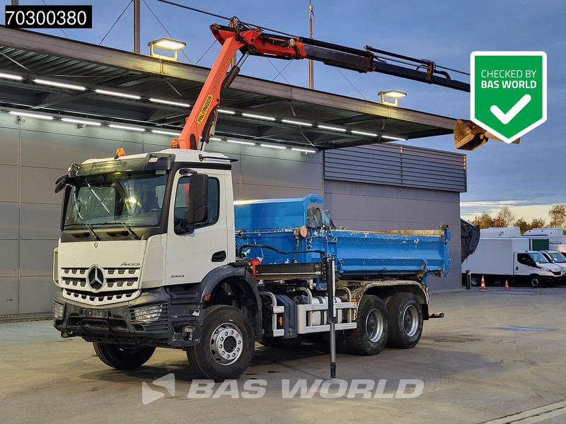 Mercedes-Benz Arocs 3343 6X4 Palfinger PK12.501 SLD Kran Crane 7m3 tipper Big-Axle Automatic Euro 6 - Φορτηγό ανατρεπόμενο, Φορτηγό με γερανό: φωτογραφία 1 Mercedes-Benz Arocs 3343 6X4 Palfinger PK12.501 SLD Kran Crane 7m3 tipper Big-Axle Automatic Euro 6 - Φορτηγό ανατρεπόμενο, Φορτηγό με γερανό: φωτογραφία 1