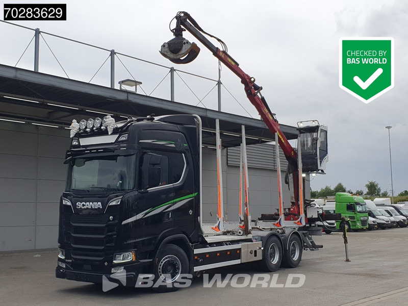 Scania S650 S 6X4 Tajfun LIV100K Kran Holztransport Retarder 3-Pedals Euro 6 - Φορτηγό ξυλείας, Φορτηγό με γερανό: φωτογραφία 1 Scania S650 S 6X4 Tajfun LIV100K Kran Holztransport Retarder 3-Pedals Euro 6 - Φορτηγό ξυλείας, Φορτηγό με γερανό: φωτογραφία 1