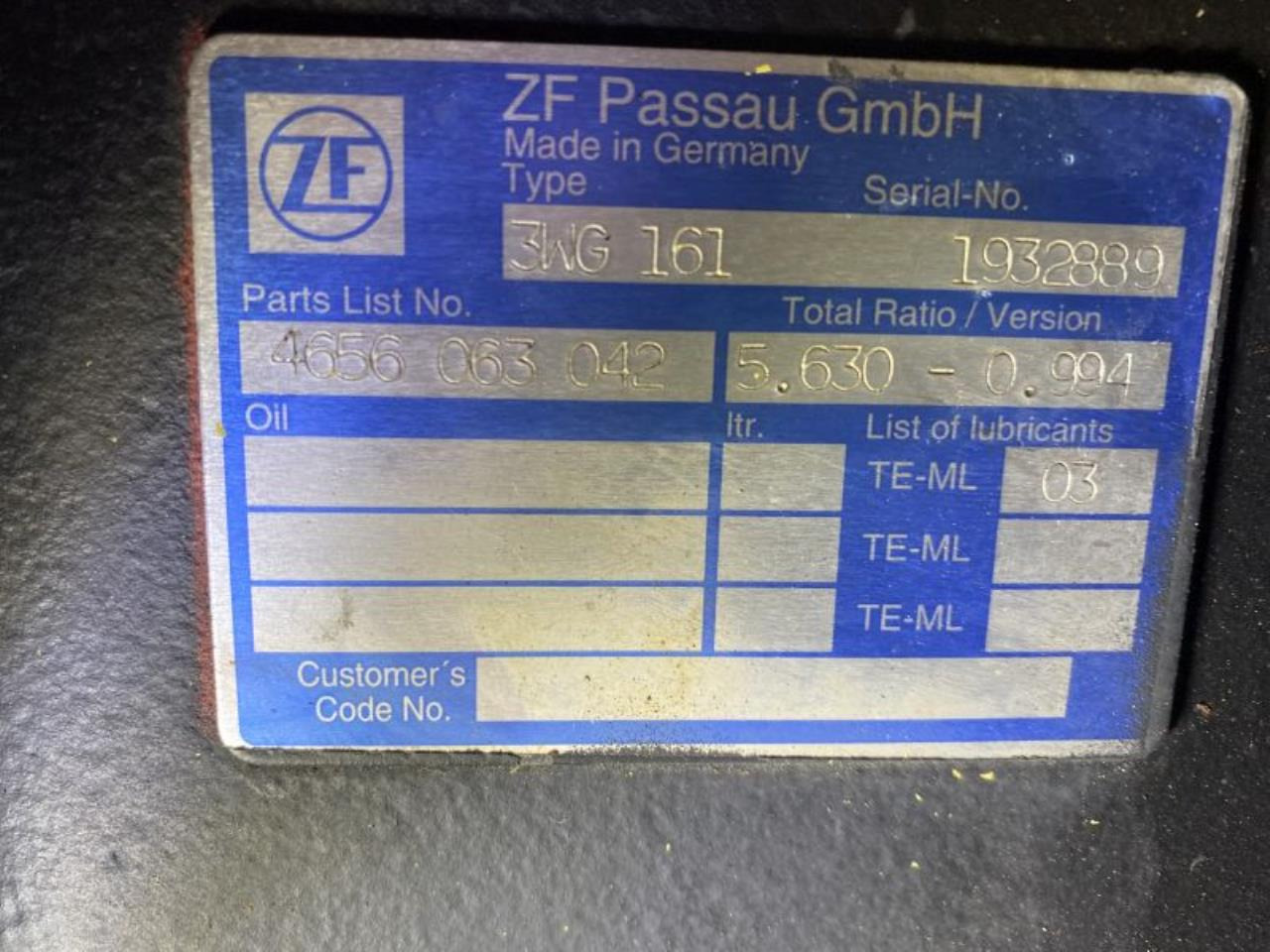 ZF 3WG161 - Μετάδοσης κίνησης για Ανυψωτικό μηχάνημα: φωτογραφία 3 ZF 3WG161 - Μετάδοσης κίνησης για Ανυψωτικό μηχάνημα: φωτογραφία 3