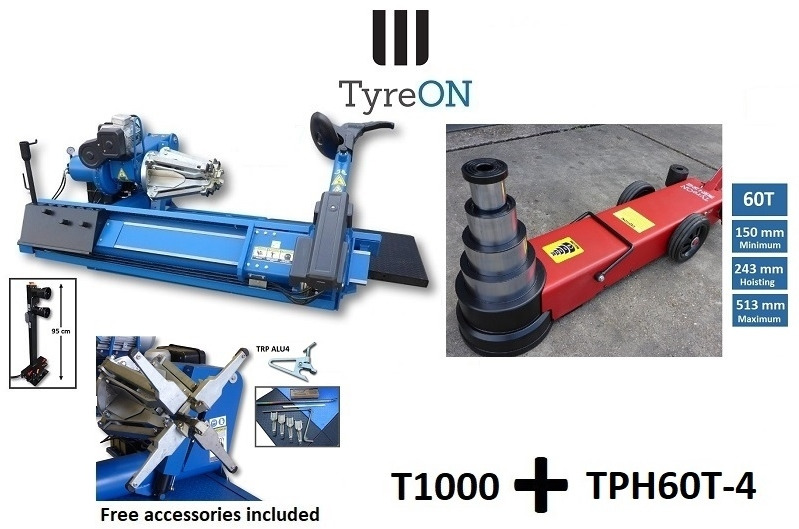 2-speed 56 Inch truck tyre changer + 60T 4-stage air hydraulic jack - Εξοπλισμός γκαράζ: φωτογραφία 1 2-speed 56 Inch truck tyre changer + 60T 4-stage air hydraulic jack - Εξοπλισμός γκαράζ: φωτογραφία 1