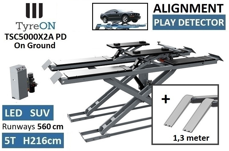 TSC5000X2A PD Alignment scissor lift - On floor - Free wheel lifting system - 5.6 m lightened runways - 5T - Play detector - Mounted on the floor - Εξοπλισμός γκαράζ: φωτογραφία 1 TSC5000X2A PD Alignment scissor lift - On floor - Free wheel lifting system - 5.6 m lightened runways - 5T - Play detector - Mounted on the floor - Εξοπλισμός γκαράζ: φωτογραφία 1