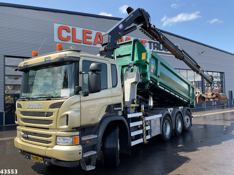 Scania P 410 8x4 Euro 6 HMF 18 Tonmeter laadkraan - Φορτηγό ανατρεπόμενο, Φορτηγό με γερανό: φωτογραφία 1 Scania P 410 8x4 Euro 6 HMF 18 Tonmeter laadkraan - Φορτηγό ανατρεπόμενο, Φορτηγό με γερανό: φωτογραφία 1