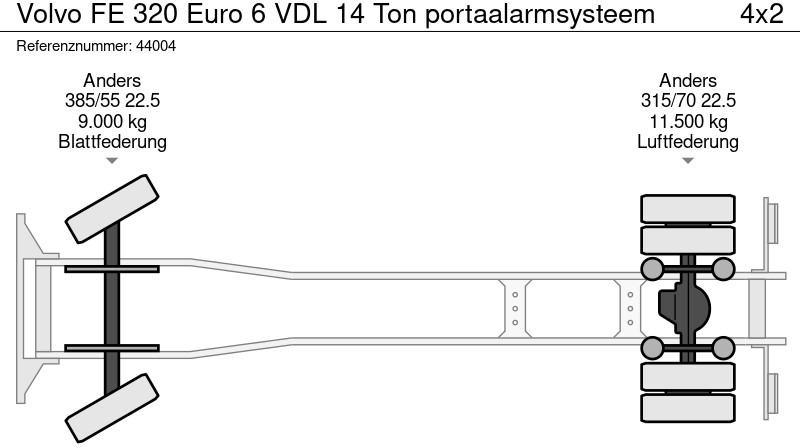 Φορτηγό καδοφόρος φορτωτής Volvo FE 320 Euro 6 VDL 14 Ton portaalarmsysteem: φωτογραφία 19