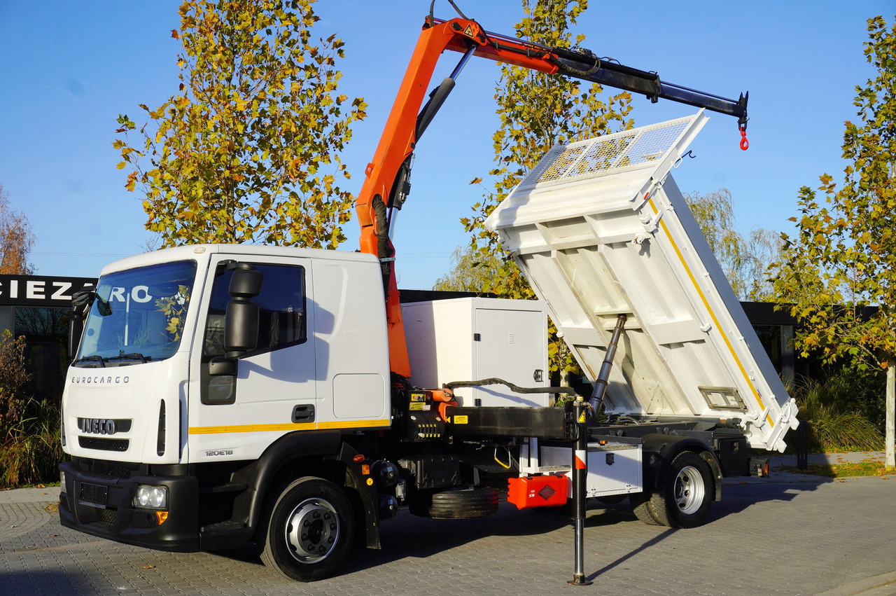 IVECO Eurocargo 120E18 Crane Palfinger / 3-way tipper / sleeper cab - Φορτηγό με ανοιχτή καρότσα, Φορτηγό με γερανό: φωτογραφία 1 IVECO Eurocargo 120E18 Crane Palfinger / 3-way tipper / sleeper cab - Φορτηγό με ανοιχτή καρότσα, Φορτηγό με γερανό: φωτογραφία 1