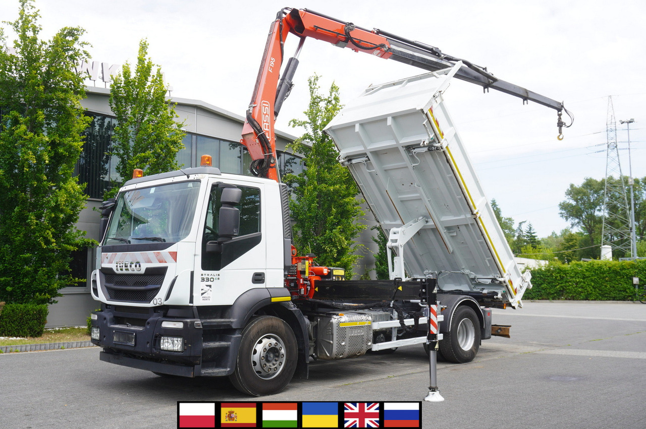 IVECO STRALIS 330 E6 / FASSI 195A 8.5 T / 3-side tipper - Φορτηγό ανατρεπόμενο, Φορτηγό με γερανό: φωτογραφία 1 IVECO STRALIS 330 E6 / FASSI 195A 8.5 T / 3-side tipper - Φορτηγό ανατρεπόμενο, Φορτηγό με γερανό: φωτογραφία 1