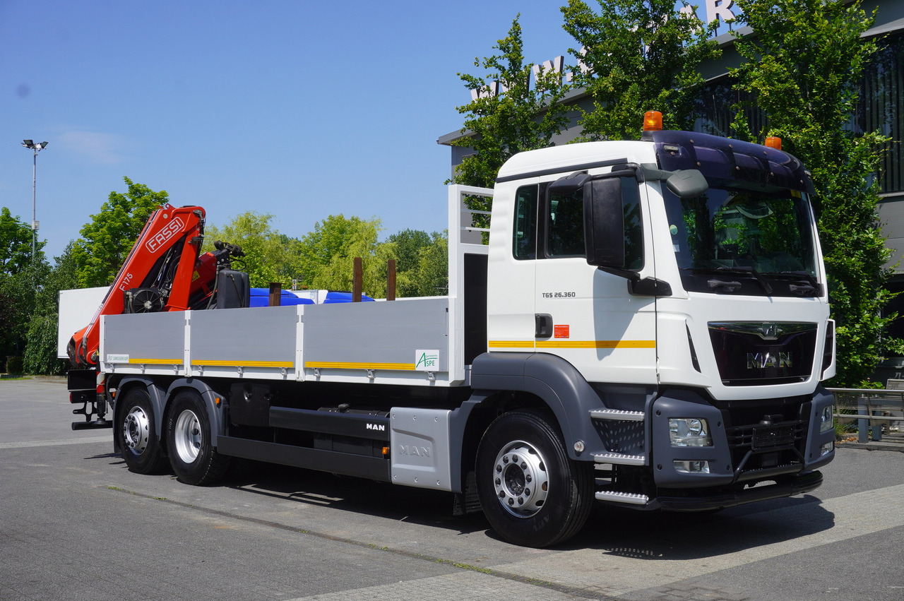 MAN TGS 26.360 Flatbed / Fassi F175 7.7 T / steered 3rd axle - Φορτηγό με ανοιχτή καρότσα, Φορτηγό με γερανό: φωτογραφία 2 MAN TGS 26.360 Flatbed / Fassi F175 7.7 T / steered 3rd axle - Φορτηγό με ανοιχτή καρότσα, Φορτηγό με γερανό: φωτογραφία 2