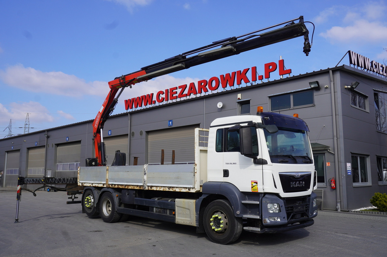 MAN TGS 26.360 Flatbed / Fassi F175 7.7 T / steered 3rd axle - Φορτηγό με γερανό: φωτογραφία 1 MAN TGS 26.360 Flatbed / Fassi F175 7.7 T / steered 3rd axle - Φορτηγό με γερανό: φωτογραφία 1