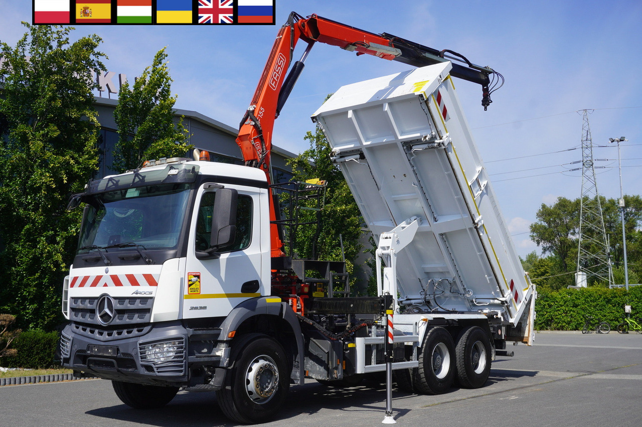 MERCEDES-BENZ AROCS 2636 / Fassi F155A.0.22 crane 6t / 120 tho. km / 3-sided dump truck / 2 x Bordmatic - Φορτηγό με ανοιχτή καρότσα, Φορτηγό με γερανό: φωτογραφία 1 MERCEDES-BENZ AROCS 2636 / Fassi F155A.0.22 crane 6t / 120 tho. km / 3-sided dump truck / 2 x Bordmatic - Φορτηγό με ανοιχτή καρότσα, Φορτηγό με γερανό: φωτογραφία 1