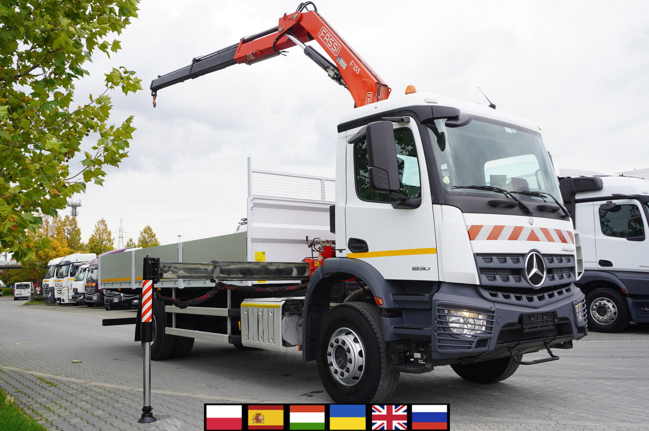 MERCEDES-BENZ Arocs 1830 / Flatbed 16 EPAL / HDS Fassi 155 / Reach 8 m / Load capacity 6160 kg - Φορτηγό με ανοιχτή καρότσα, Φορτηγό με γερανό: φωτογραφία 1 MERCEDES-BENZ Arocs 1830 / Flatbed 16 EPAL / HDS Fassi 155 / Reach 8 m / Load capacity 6160 kg - Φορτηγό με ανοιχτή καρότσα, Φορτηγό με γερανό: φωτογραφία 1