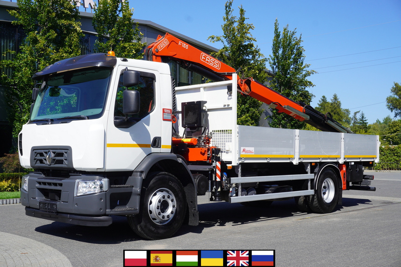 Φορτηγό με γερανό RENAULT C280 DTI 8 / FASSI crane 5.6 T / range 8 m / Flatbed 15 EPAL: φωτογραφία 1