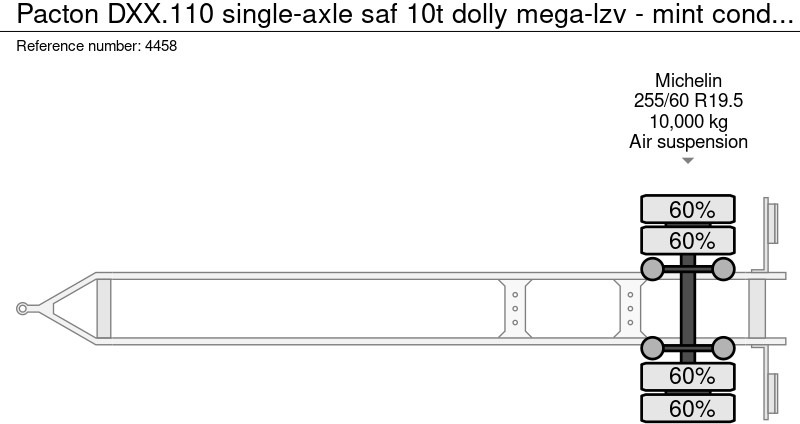 Ρυμούλκα dolly Pacton DXX.110 1-As SAF 10T - Dolly - Mega- LZV - Nieuwstaat - 50mm: φωτογραφία 16