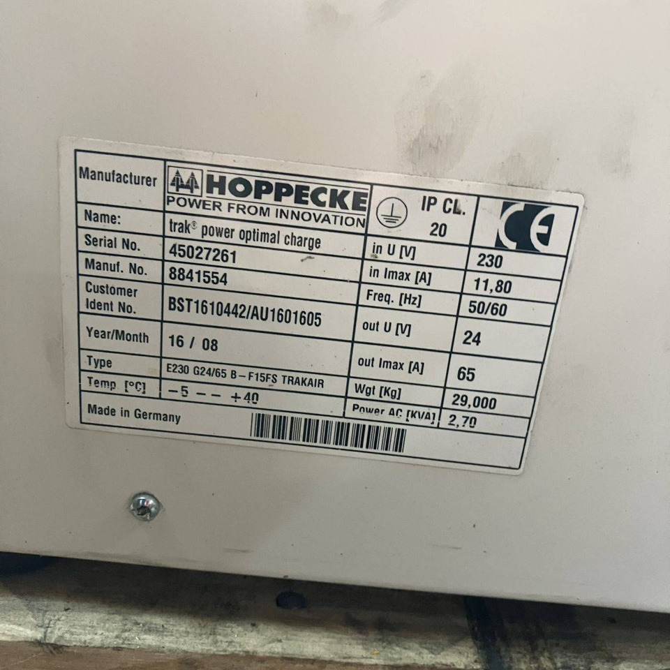 Hoppecke E230 G24/65 B-F15FS Trak power Optimal Charge (2) - Ανταλλακτικό για Ανυψωτικό μηχάνημα: φωτογραφία 5 Hoppecke E230 G24/65 B-F15FS Trak power Optimal Charge (2) - Ανταλλακτικό για Ανυψωτικό μηχάνημα: φωτογραφία 5