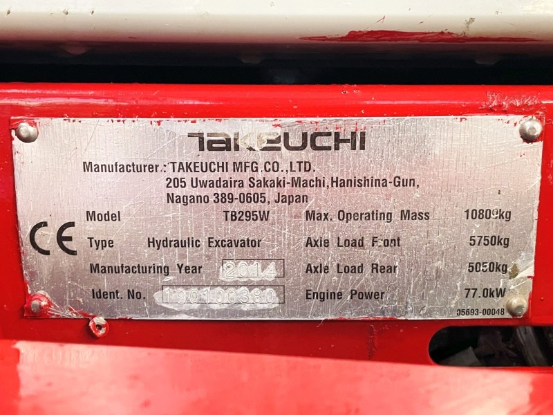 Takeuchi TB295W (3724) - Τροχοφόρος εκσκαφέας: φωτογραφία 4 Takeuchi TB295W (3724) - Τροχοφόρος εκσκαφέας: φωτογραφία 4