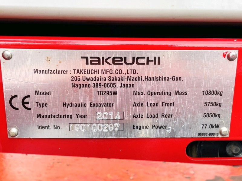 Takeuchi TB295W (3750) - Τροχοφόρος εκσκαφέας: φωτογραφία 4 Takeuchi TB295W (3750) - Τροχοφόρος εκσκαφέας: φωτογραφία 4
