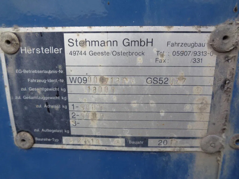 Τρέιλερ κουρτίνα Stehmann AZP 18 + 2 AXLE + 1.16 vloer hoogte: φωτογραφία 16 Τρέιλερ κουρτίνα Stehmann AZP 18 + 2 AXLE + 1.16 vloer hoogte: φωτογραφία 16