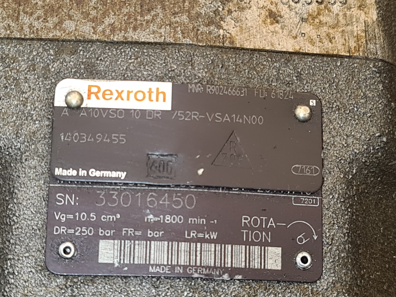 REXROTH HYDRAULIC PUMP / A10VSO28DR 1 / A10VSO10DR - Υδραυλική αντλία: φωτογραφία 4 REXROTH HYDRAULIC PUMP / A10VSO28DR 1 / A10VSO10DR - Υδραυλική αντλία: φωτογραφία 4