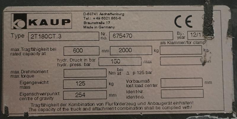 KAUP 2T180CT.3 - Πιρούνες για Περονοφόρο όχημα: φωτογραφία 4 KAUP 2T180CT.3 - Πιρούνες για Περονοφόρο όχημα: φωτογραφία 4