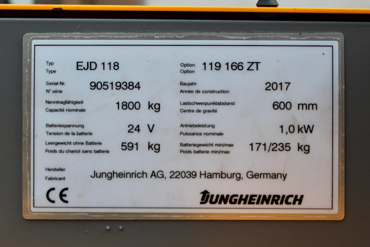 Μηχάνημα στοίβαξης Jungheinrich EJD 118 166 ZT: φωτογραφία 8