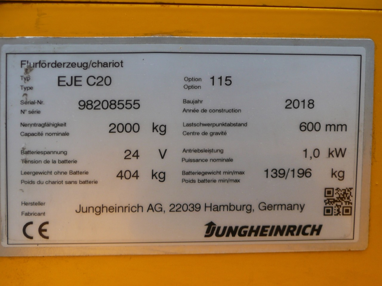 Παλετοφόρο Jungheinrich EJE C20: φωτογραφία 7