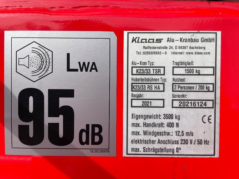 Klaas K 23/33 TSR - Γερανός παντός εδάφους: φωτογραφία 3 Klaas K 23/33 TSR - Γερανός παντός εδάφους: φωτογραφία 3