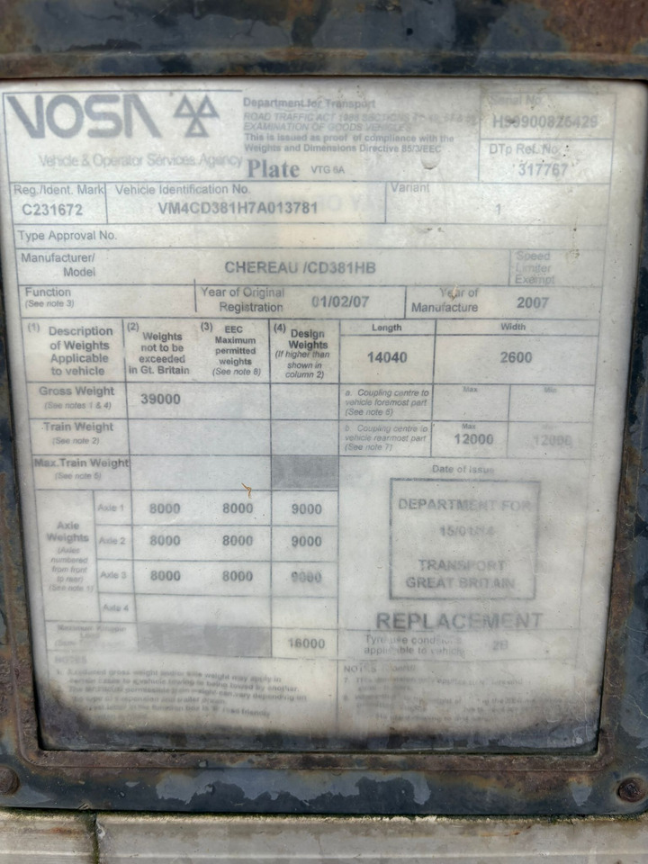 Chereau 2007 Vector 1800 – CBT230R - Επικαθήμενο ψυγείο: φωτογραφία 2 Chereau 2007 Vector 1800 – CBT230R - Επικαθήμενο ψυγείο: φωτογραφία 2