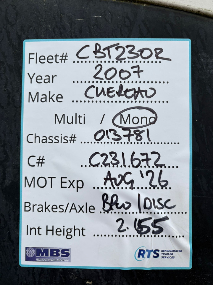 Chereau 2007 Vector 1800 – CBT230R - Επικαθήμενο ψυγείο: φωτογραφία 5 Chereau 2007 Vector 1800 – CBT230R - Επικαθήμενο ψυγείο: φωτογραφία 5