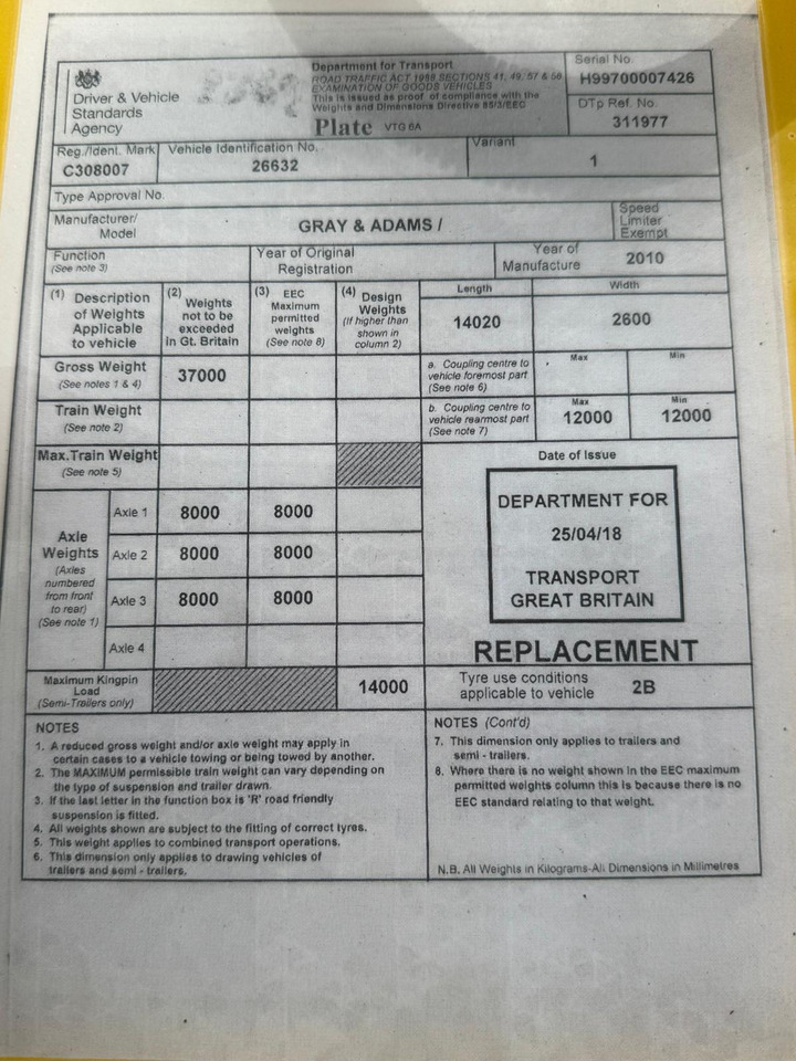 Gray and Adams 2010 Vector 1850 MT – D11 - Επικαθήμενο ψυγείο: φωτογραφία 4 Gray and Adams 2010 Vector 1850 MT – D11 - Επικαθήμενο ψυγείο: φωτογραφία 4