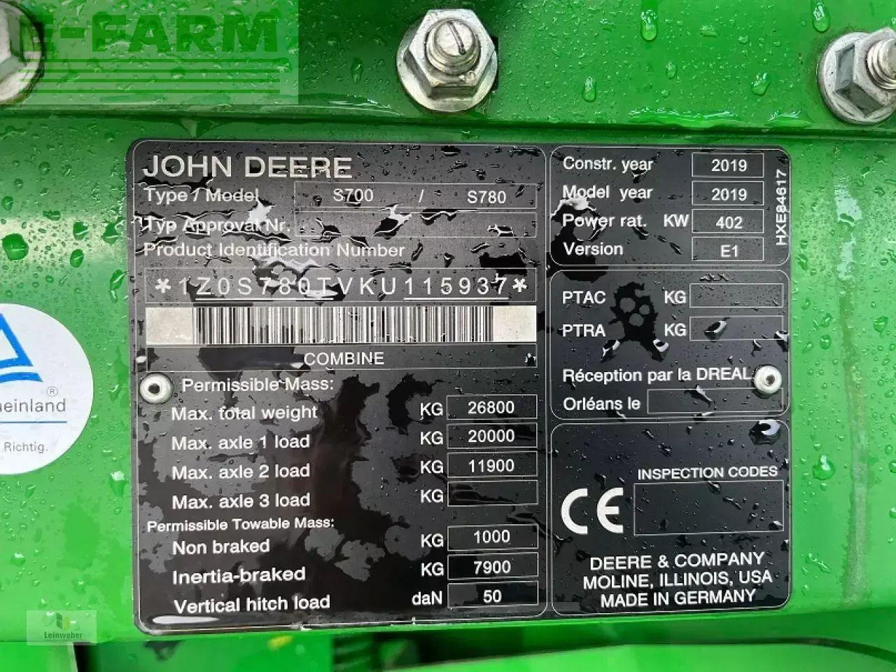Θεριζοαλωνιστική μηχανή John Deere s 780i: φωτογραφία 11 Θεριζοαλωνιστική μηχανή John Deere s 780i: φωτογραφία 11
