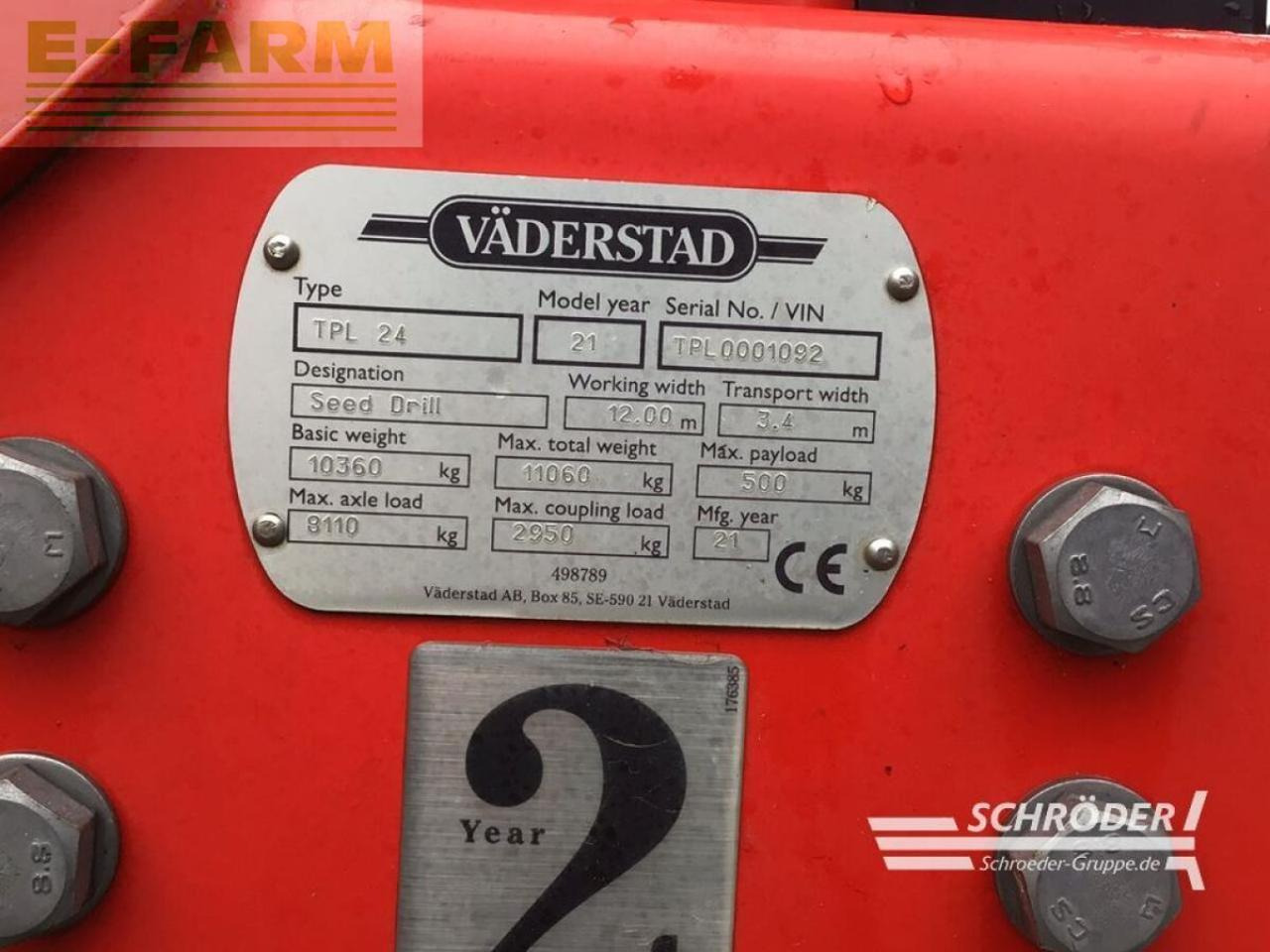 Σπαρτική μηχανή ακριβείας Väderstad tempo l 24: φωτογραφία 12