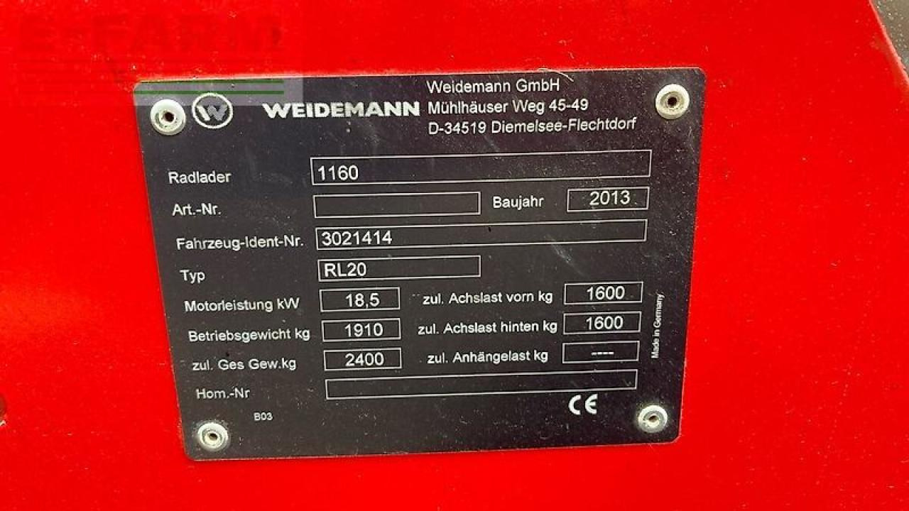 Μίνι εκσκαφέας Weidemann 1160: φωτογραφία 12