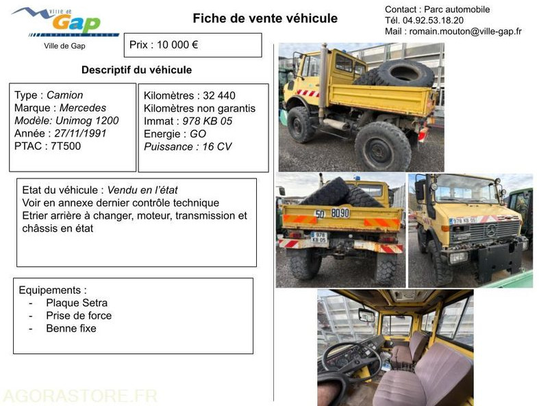 CAMION MERCEDES UNIMOG 1200 - Φορτηγό: φωτογραφία 1 CAMION MERCEDES UNIMOG 1200 - Φορτηγό: φωτογραφία 1