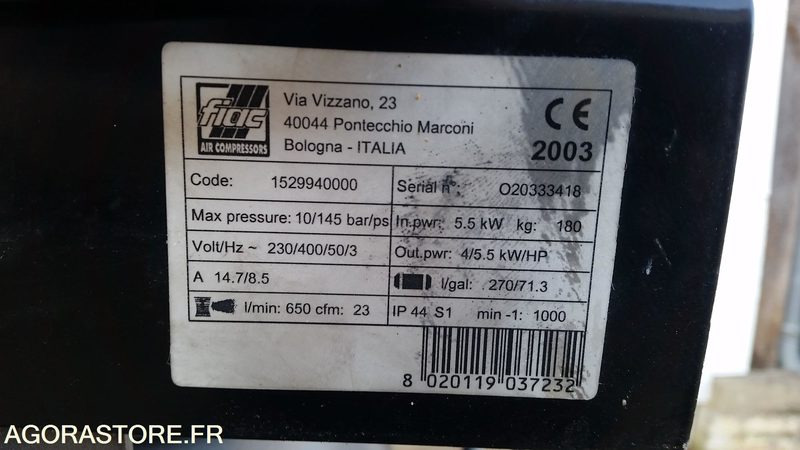 COMPRESSEUR VERTICAL DE MARQUE FIAC TYPE AB-300-670 CUVE 270l TRIPHASE - Αεροσυμπιεστής: φωτογραφία 3 COMPRESSEUR VERTICAL DE MARQUE FIAC TYPE AB-300-670 CUVE 270l TRIPHASE - Αεροσυμπιεστής: φωτογραφία 3