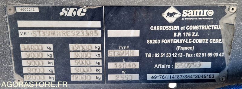 Remorque 3 essieux SAMRO - Επικαθήμενο: φωτογραφία 2 Remorque 3 essieux SAMRO - Επικαθήμενο: φωτογραφία 2