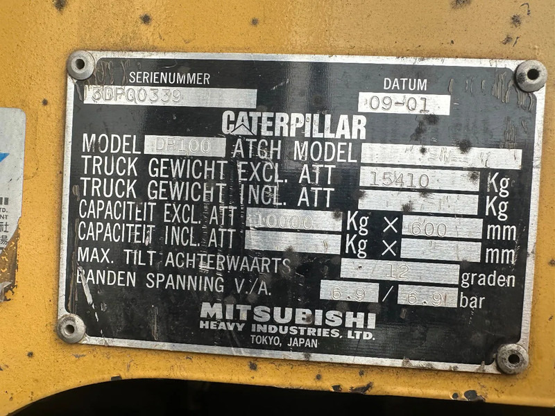 Πετρελαιοκίνητο περονοφόρο Caterpillar DP100 VORKVERSTELLERS +SIDE SHIFT: φωτογραφία 17 Πετρελαιοκίνητο περονοφόρο Caterpillar DP100 VORKVERSTELLERS +SIDE SHIFT: φωτογραφία 17